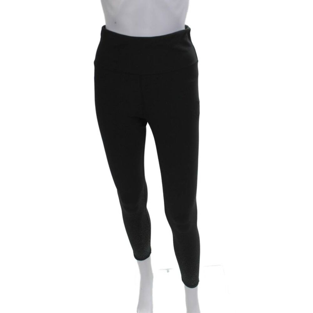 Aqua Womens Ankle Leggings Black Leopard Nylon Blend Zip Size S